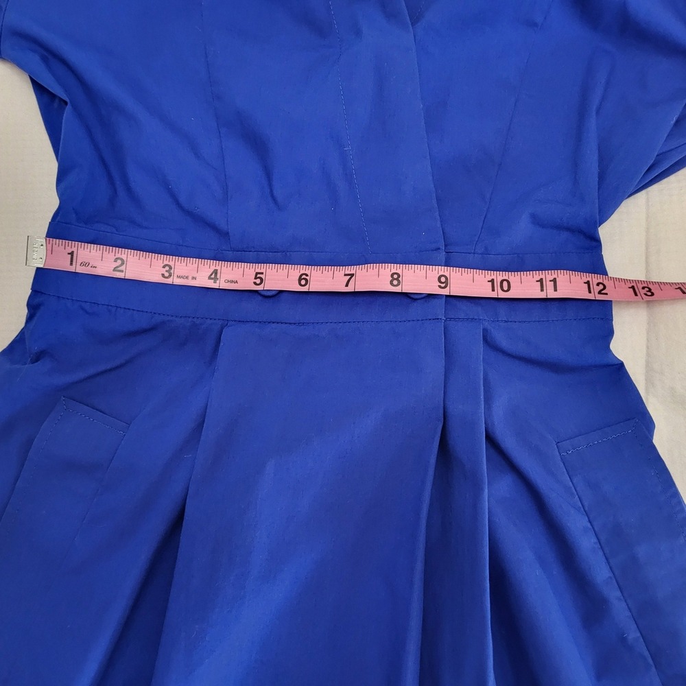 Odeeh Cobalt Blue Cotton Fit Flare Midi Dress Short Sleeve Size 32 / XS - Picture 8 of 9
